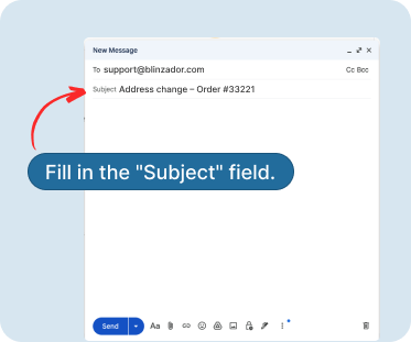 Screenshot showing subject line field